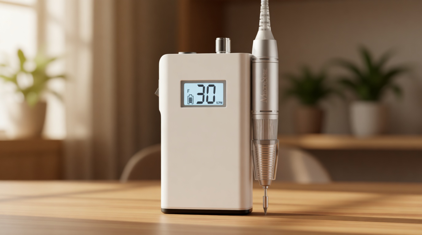MelodySusie Entry-Level Clip-On Rechargeable Nail Drill, SC320H 30000RPM Popular Classic E-File with LCD Display for Manicure Shaping & Gel Removal, Perfect for Training, Nail Art Practice & Home Use