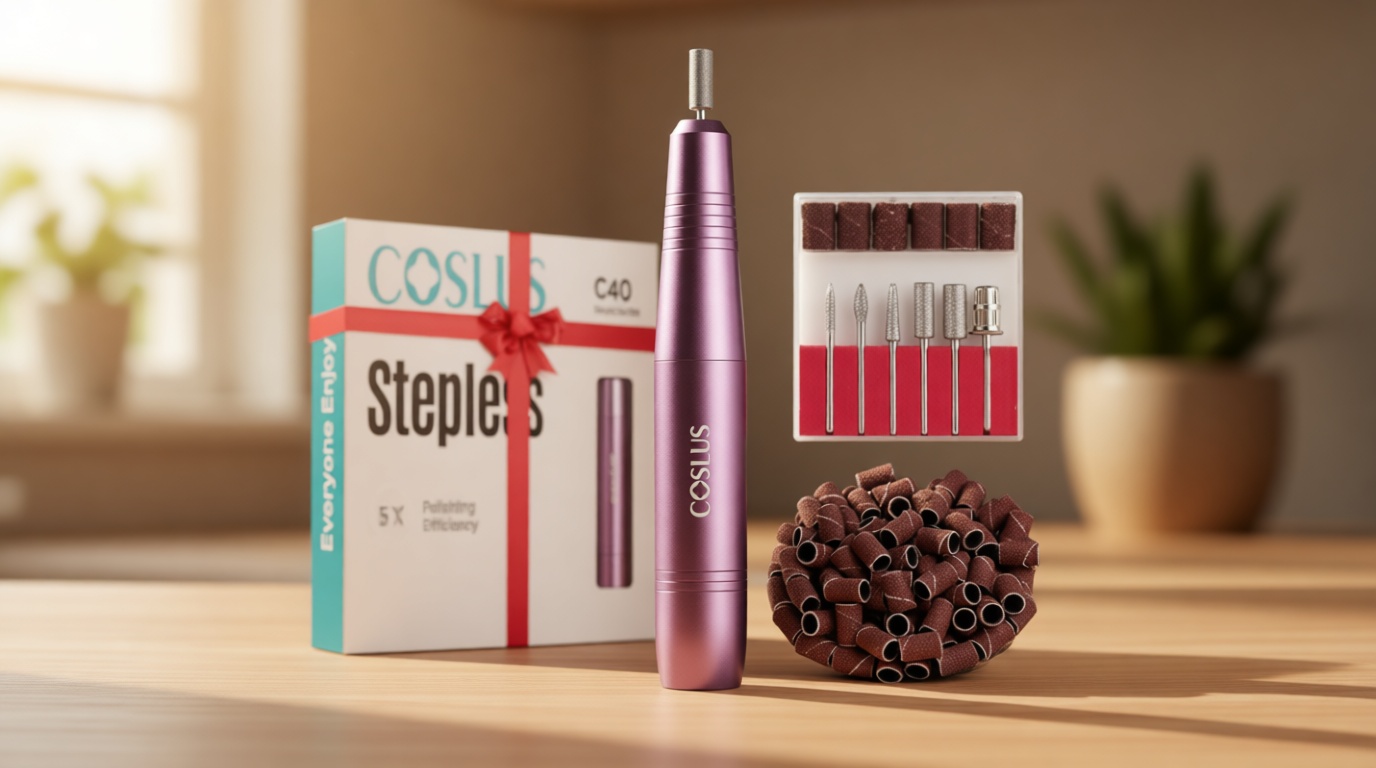 COSLUS C40 Electric Nail Drill File Professional: for Acrylic Gel Dip Powder Nails Portable Nail Machine Kit Manicure Pedicure Tools Polishing Set with Nail Drill Bits Sanding Bands Global Recycled Standard