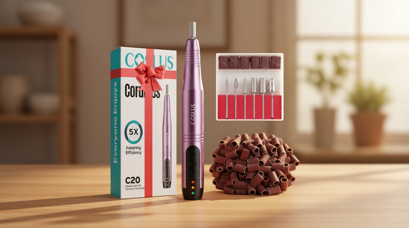 COSLUS C20 Cordless Nail Drill Electric File: Professional for Acrylic Gel Dip Powder Nails Portable Nail Drill Machine Kit for Manicure Pedicure Nail Set with Everything Rechargeable Lightweight Global Recycled Standard