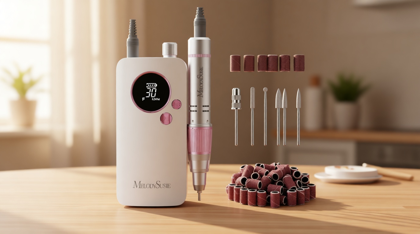 MelodySusie Entry-Level Clip-On Rechargeable Nail Drill, SC320F 30000RPM E-File with Pastel & Colorful Design for Manicure Shaping & Gel Removal, Ideal for Training, Nail Art Practice & Home Use.