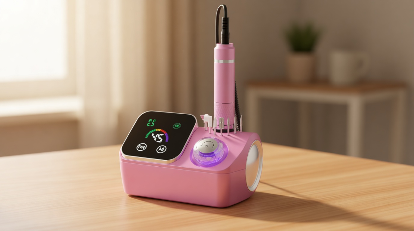 Professional Electric Nail Drill E-File Machine - 45,000 RPM Corded Nail Drills Kit with Low Noise & LED Display for Shaping, Removing & Polishing Acrylic Gel Nails for Salon Home