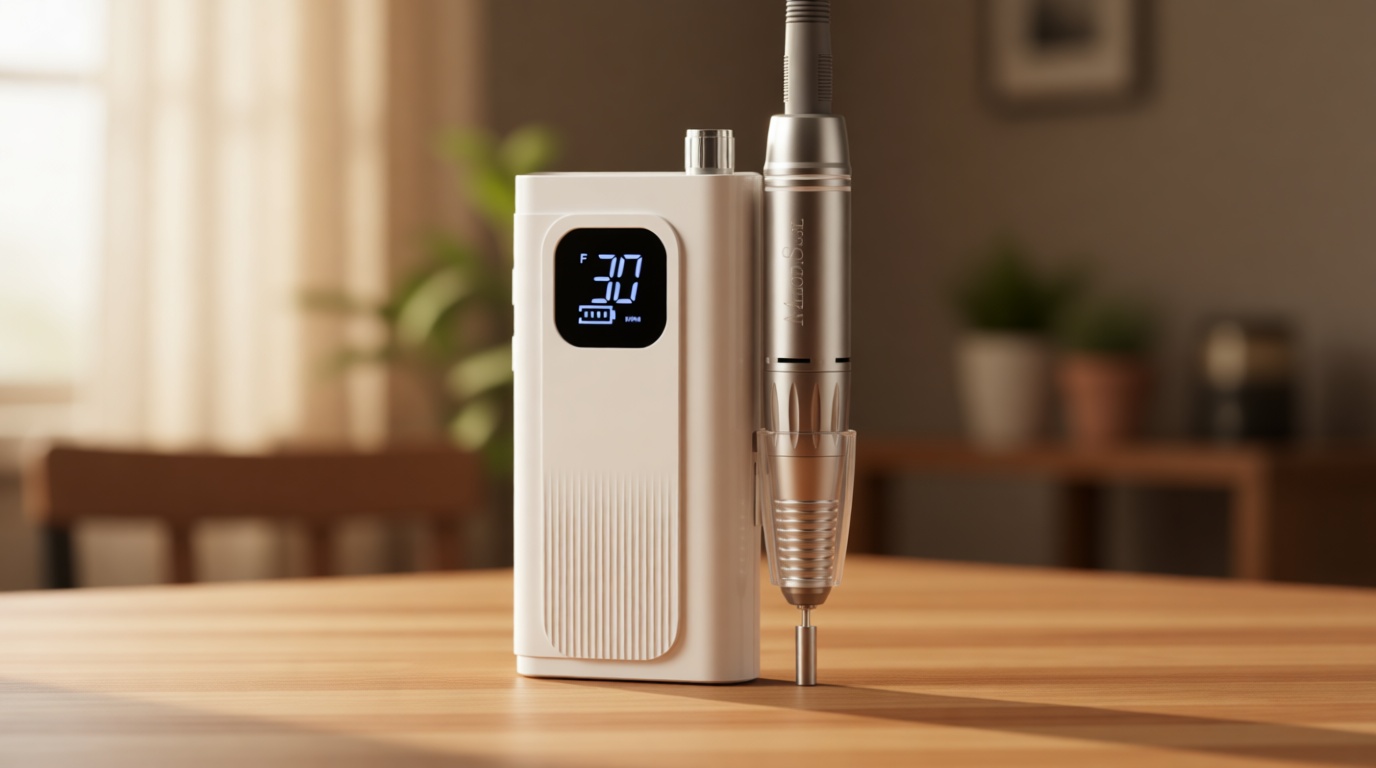 MelodySusie Entry-Level Clip-On Rechargeable Essential Nail Drill, SC300F 30000RPM E-File with LCD Display for All Manicure Shaping & Gel Removal, Ideal for Training,Nail Art Practice & Home Use,White