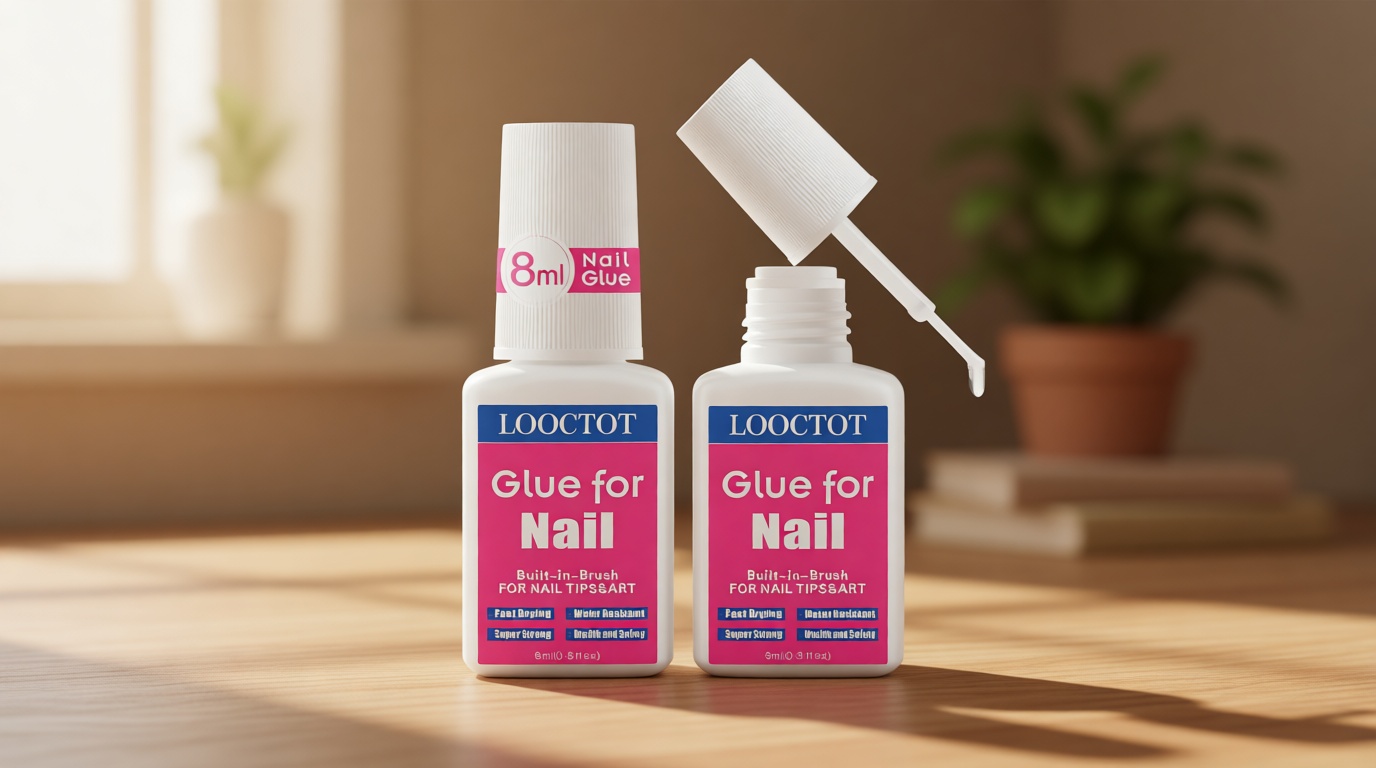 Super Strong Nail Glue for Nail Tips,Acrylic Nails and Press on Nails,Built in Brush on Nail Glue for Press on Nails,Long Lasting Nail Cement(8ml*2)