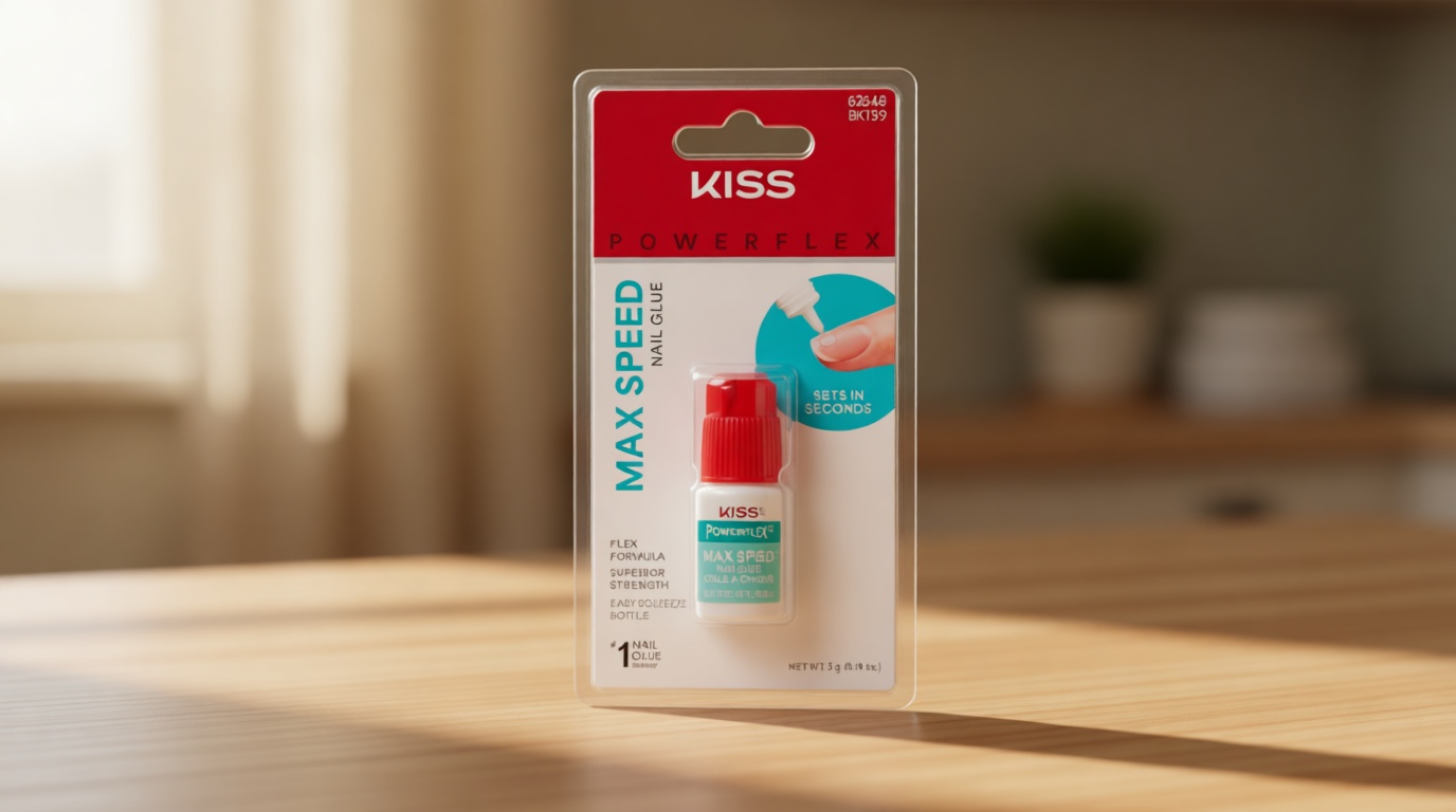 KISS PowerFlex Maximum Speed Nail Glue - Fast Drying Adhesive for Glue-On Nails & Repairs with Nozzle Tip Applicator, Ideal for Tips & Wraps, Net Wt. 0.10 oz (3g)