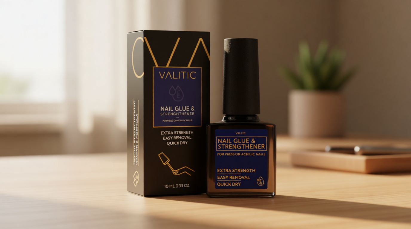 Valitic Strong Nail Glue and Strengthener - Quick Dry Brush On Gel for Long Lasting Nails - Adhesive Bond for False Nails - Strengthener for Nail Tips - 1 Pack