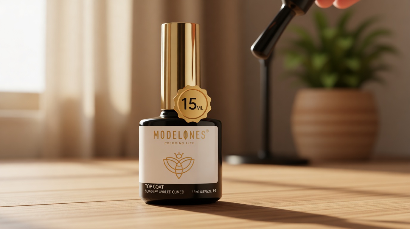 modelones Gel Top Coat, 15ml No Wipe Gel Nail Polish High Gloss Top Coat Shiny Long Lasting Clear Top for Acrylic Nails, Need U V/LED Lamp for Home DIY Gift Spring Easter's Manicure Salon