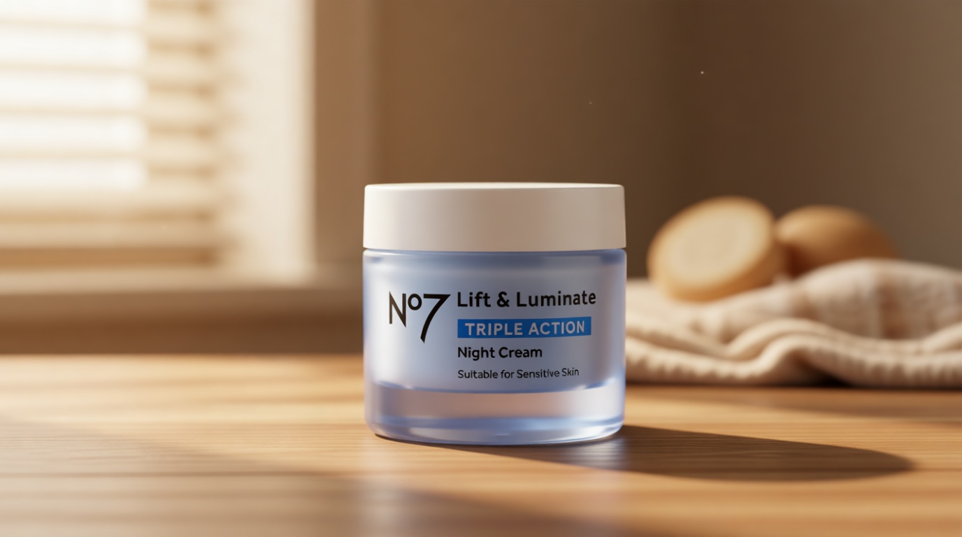 No7 Lift & Luminate Triple Action Night Cream - Anti-Wrinkle, Collagen Peptide Moisturizer with Skin Firming Hyaluronic Acid & Hibiscus - Helps Even Skin Tone for a Radiant Complexion (1.7 Fl Oz)