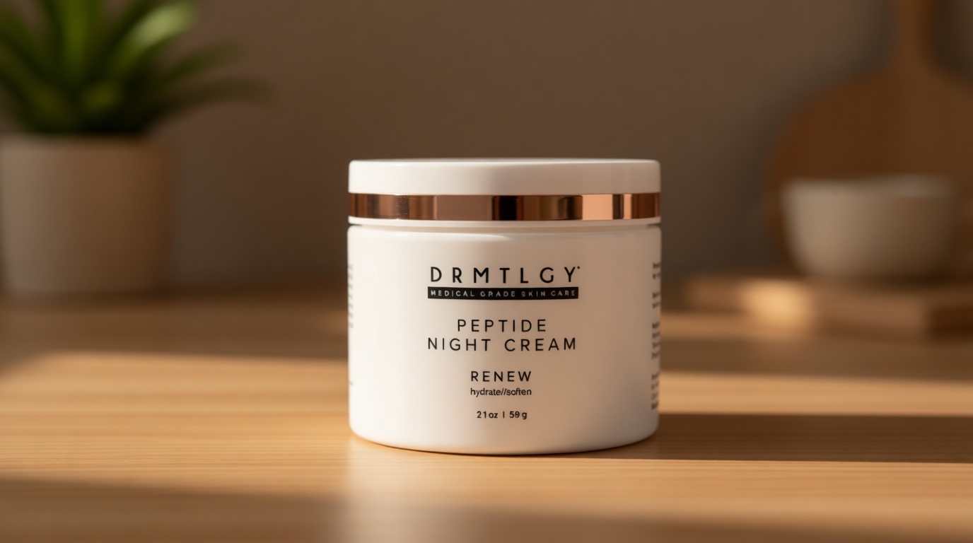 DRMTLGY Peptide Night Cream Face Moisturizer. Fragrance Free and Oil Free Hydrating Facial Moisturizer for All Skin Types. 2.1 oz