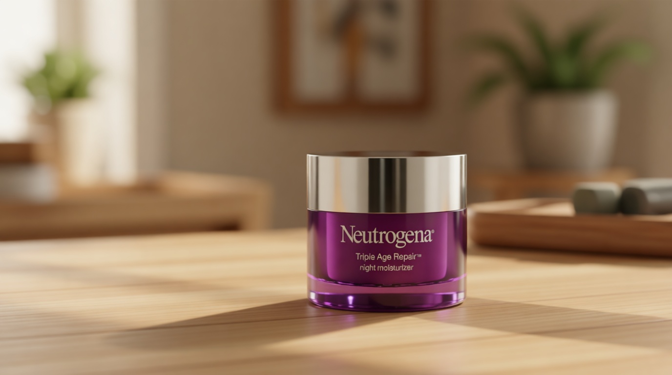 Neutrogena Triple Age Repair Night Face Moisturizer - with Hexinol Technology & Vitamin C, Anti-Wrinkle Face Cream, Visibly Reduces the look Wrinkles & Firms Skin While You Sleep, 1.7 oz