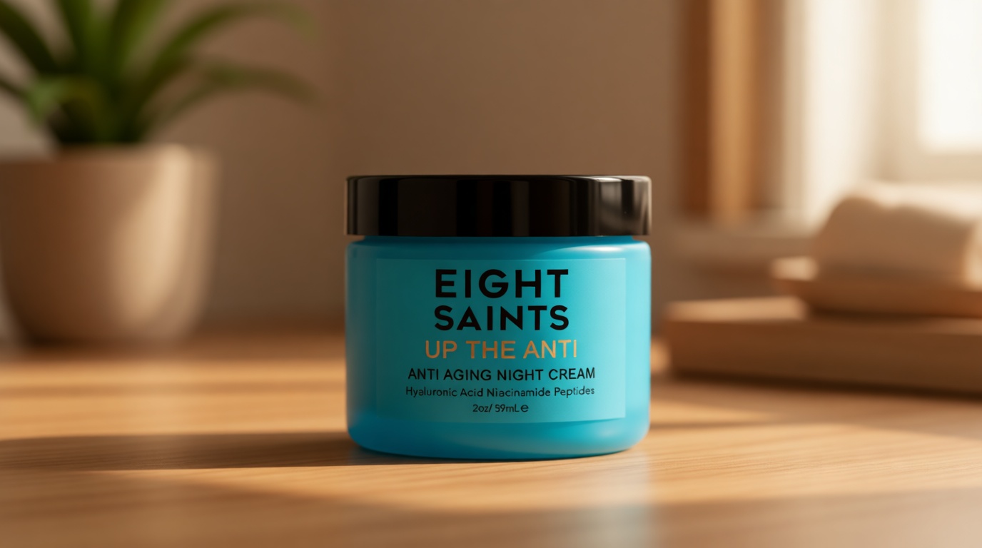 Eight Saints Skin Care Up the Anti Night Cream Face Moisturizer to Reduce Fine Lines and Wrinkles, Natural and Organic Anti Aging Cream For Face & Neck with Niacinamide and Hyaluronic Acid, 2 Ounces