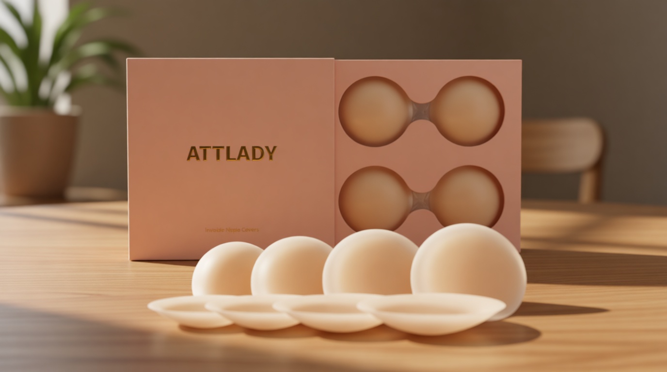 ATTLADY Nipple Covers No Show 4 Pairs- Reusable Adhesive Silicone Sticky Triangle Nipple Pasties for Women