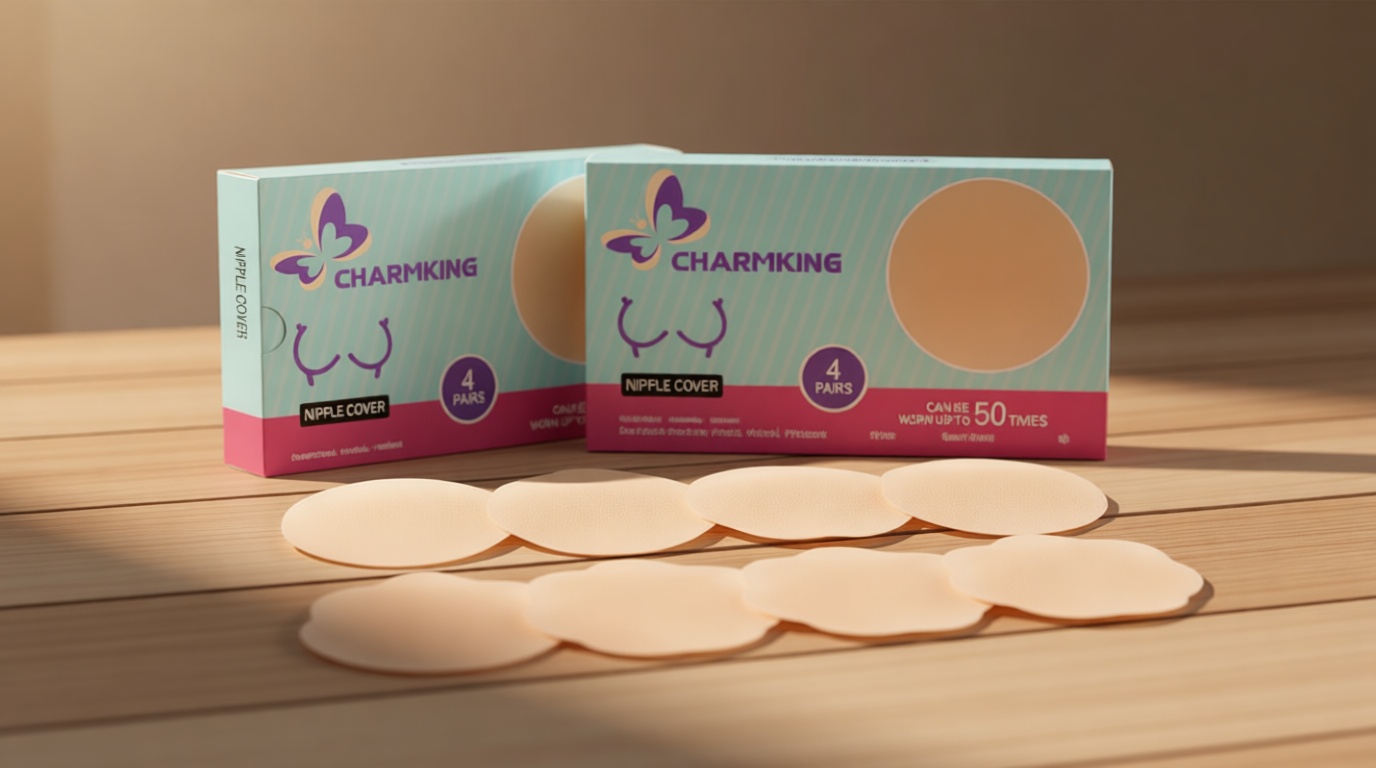 CHARMKING Pasties Nipple Covers 4 Pairs for Women, Reusable Adhesive Silicone Nipple Covers No Show Global Recycled Standard