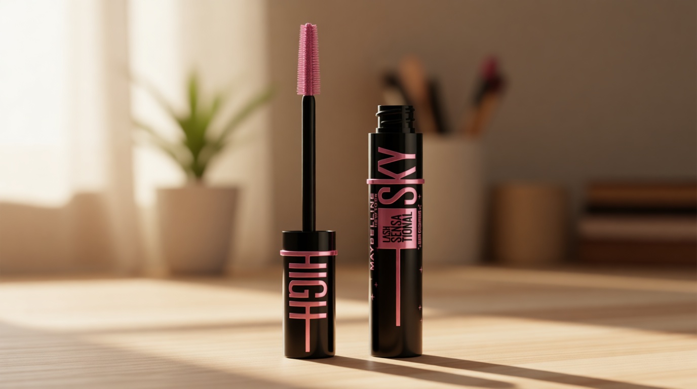 Maybelline Lash Sensational Sky High Washable Mascara Makeup, Volumizing, Lengthening, Defining, Curling, Multiplying, Buildable Formula, Cosmic Black, 1 Count