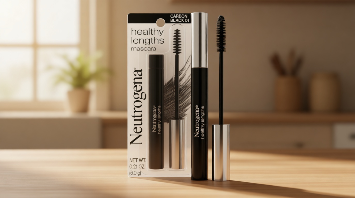Neutrogena Healthy Lengths Mascara - with Vitamin E & Olive Oil, Lengthening Formula Extends the Look of Your Lashes up to 100% without Clumping, Flaking or Smudging, Carbon Black 0.21 oz