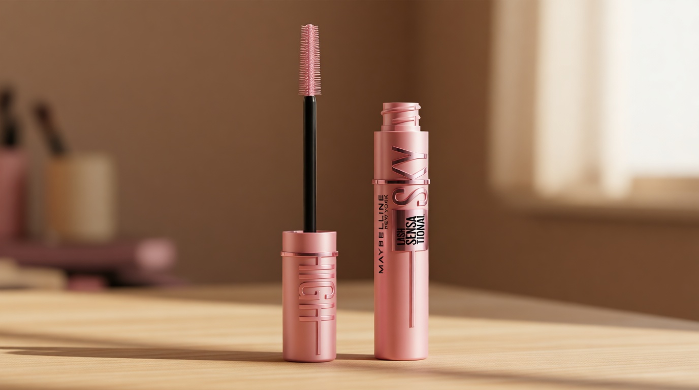 Maybelline Lash Sensational Sky High Washable Mascara Makeup, Volumizing, Lengthening, Defining, Curling, Multiplying, Buildable Formula, Blackest Black, 1 Count