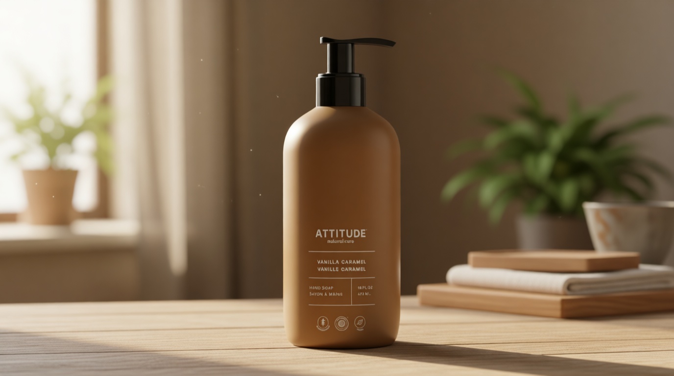 ATTITUDE Liquid Hand Soap, EWG Verified, Plant and Mineral-Based, Vegan Personal Care Products, Vanilla Caramel, 16 Fl Oz EWG Verified