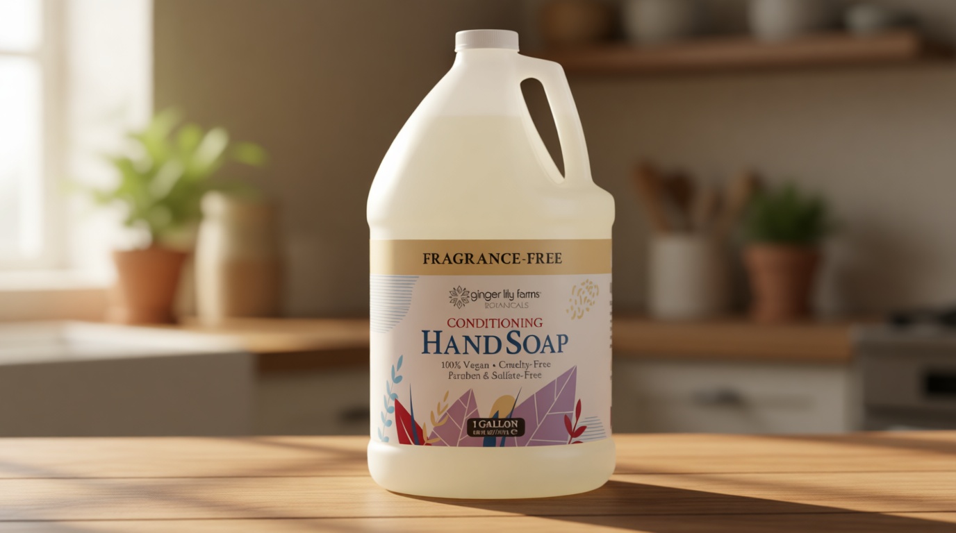 Ginger Lily Farms Botanicals All-Purpose Liquid Hand Soap Refill, Fragrance Free, 100% Vegan & Cruelty-Free, 1 Gallon [Amazon-developed Certification] Compact by Design