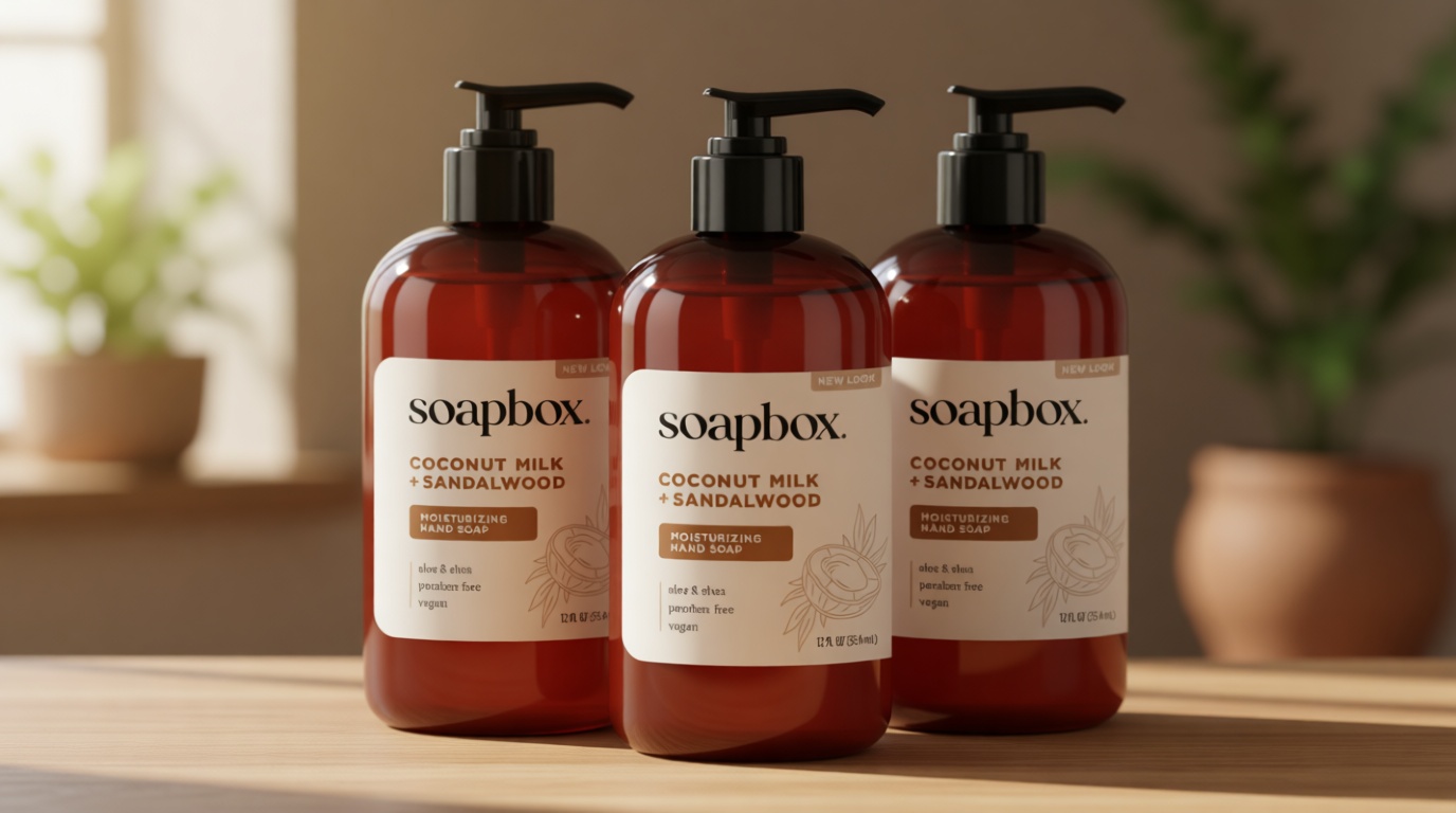 Soapbox Liquid Hand Soap, Coconut Milk & Sandalwood, Gentle & Moisturizing Hand Wash for Kitchen and Bathroom, Vegan & Cruelty Free Scented Hand Soap 12 Ounce Pump Bottles (Pack of 3)