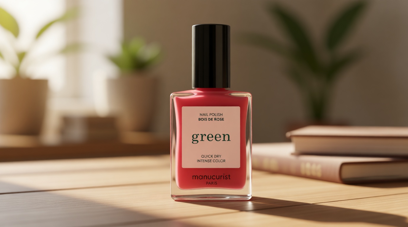 Manucurist Green Quick Dry Nail Polish Bois de Rose - Dusty Pink Nail Polish - 9-Free, Plant-Based and Vegan - Non Toxic - Natural Classic - Nails Care - Manicure - Made in France - 0.5 fl oz