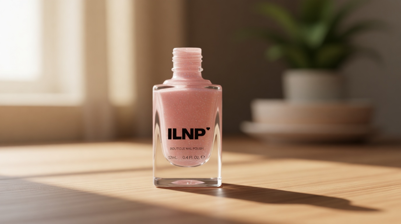 ILNP Birthday Suit - Cashmere Pink Holographic Nail Polish, Sparkly Neutral Nude, Chip Resistant Manicure, Non-Toxic, Vegan, Cruelty Free, Non-Gel