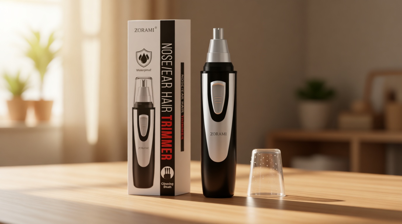 Ear and Nose Hair Trimmer Clipper - 2026 Professional Painless Eyebrow & Facial Hair Trimmer for Men Women, Battery-Operated Trimmer with IPX7 Waterproof, Dual Edge Blades for Easy Cleansing Black