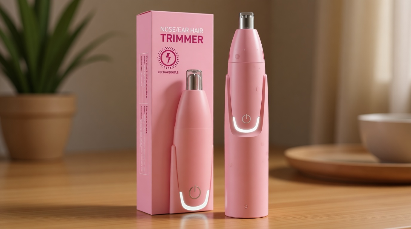 ZORAMI Rechargeable Ear and Nose Hair Trimmer - 2026 Professional Painless Eyebrow & Facial Hair Trimmer for Men Women, Powerful Motor and Dual-Edge Blades for Smoother Cutting Pink