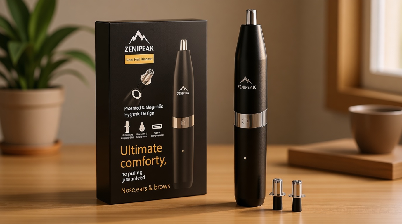 Professional Nose Hair Trimmer for Men & Women, USB-C Rechargeable Electric Ear & Nasal Clipper, Micro-Vacuum, Painless 8000 RPM, 3 Patented Magnetic Heads, Waterproof Travel Kit.