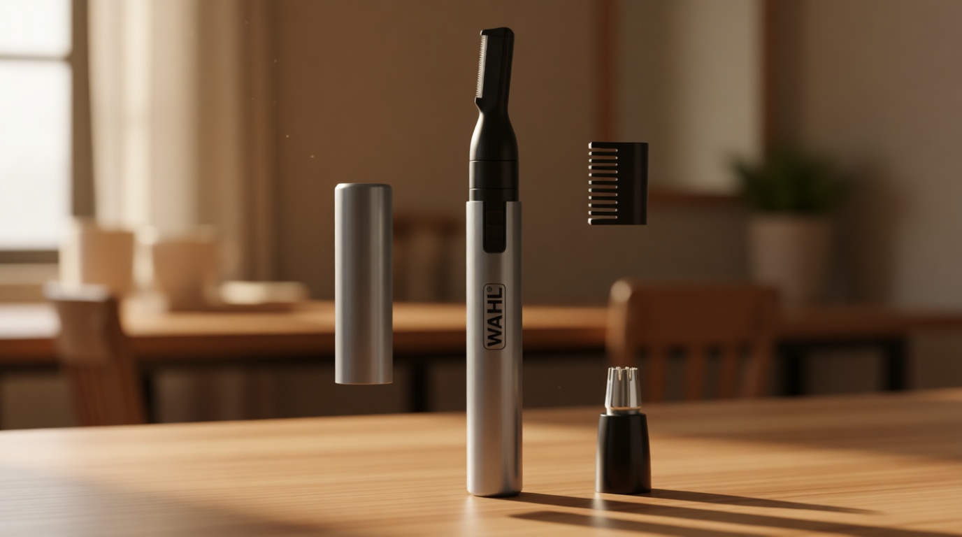 Wahl Micro Groomsman Battery Personal Trimmer for Hygienic Grooming with Rinseable, Interchangeable Heads for Eyebrows, Neckline, Nose, Ears, & Other Detailing - 05640-600