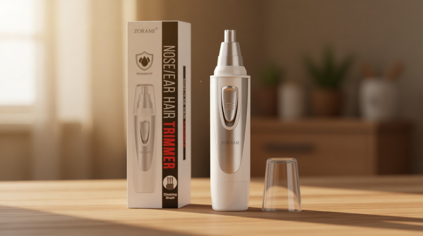 Ear and Nose Hair Trimmer Clipper - 2026 Professional Painless Eyebrow & Facial Hair Trimmer for Men Women,Battery-Operated Trimmer with IPX7 Waterproof,Dual Edge Blades for Easy Cleansing White
