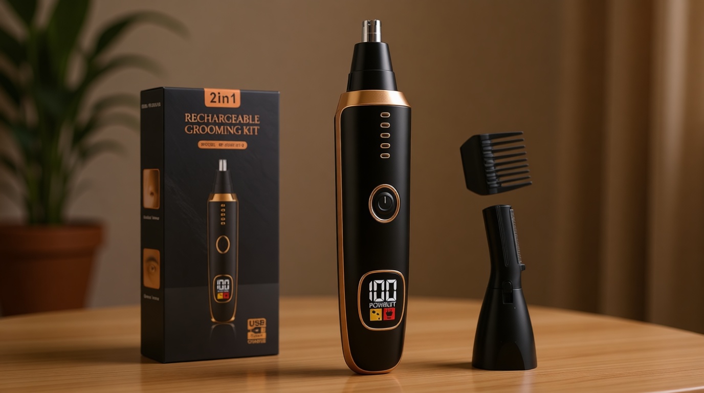 Yunmiss LED Display Eyebrow & Nose Hair Trimmer Clipper for Men Women,2026 Rechargeable 2 in 1 Painless Ear & Facial Hair Trimmer with Powerful Motor and Dual-Edge Blades Easy Cleansing (Black)
