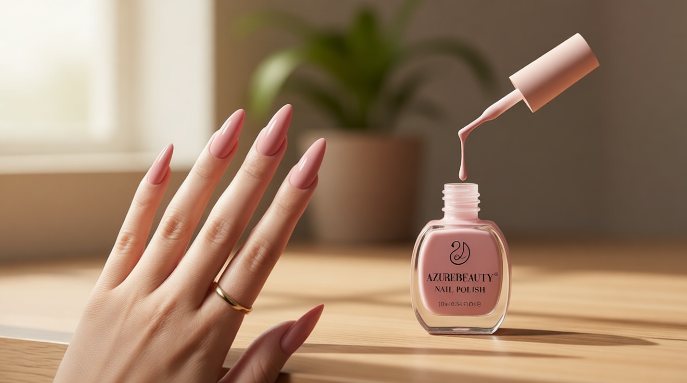 AZUREBEAUTY Nude Pink Nail Polish – Quick Dry, Long-Lasting, Natural Glossy Finish for DIY Manicure & Nail Art, Salon Quality, 10ml for Women