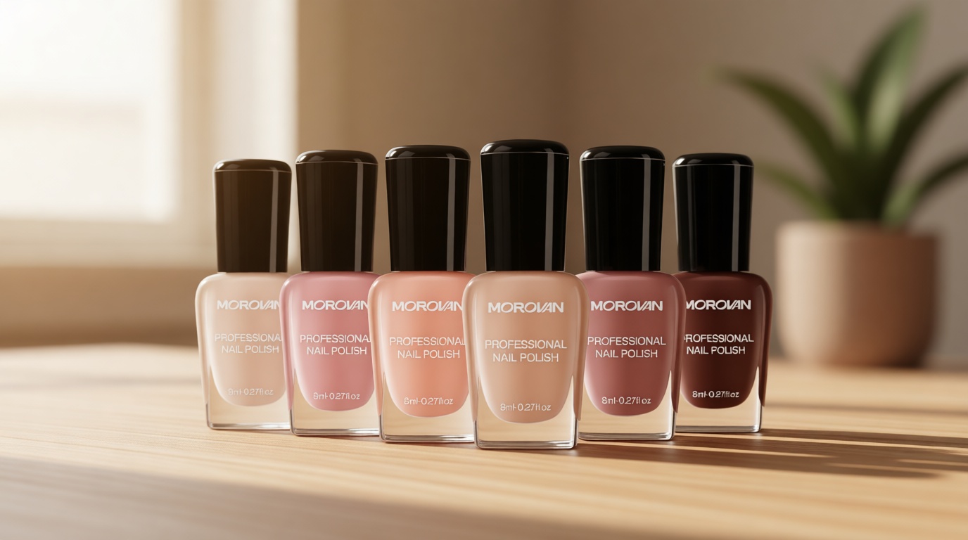 Morovan Nude Nail Polish Set: 6PC Neutral Pink Milky Skin Color Nail Polish Kit Pale Beige Cream Taupe Tan Brown Natural Mini Summer Manicurist Beautify Women Girls Gift