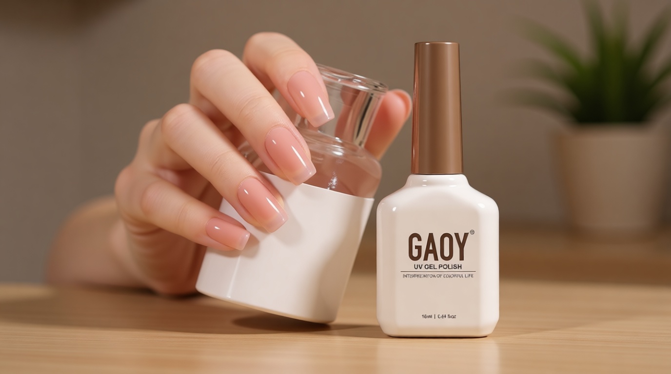 GAOY Sheer Nude Gel Nail Polish, 16ml Jelly Natural Pink Translucent Color 1301 UV Light Cure Gel Polish for Nail Art DIY Manicure and Pedicure at Home