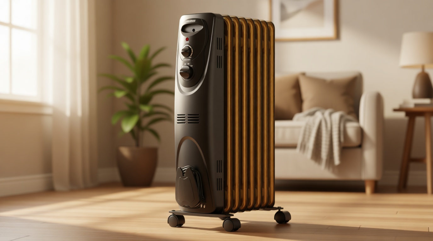 PELONIS Radiator Heater for Large Space, Electric Oil Filled Radiator, Dual Knobs, 1500W, Quiet Space Heater, 3 Modes, Tip-over Protection