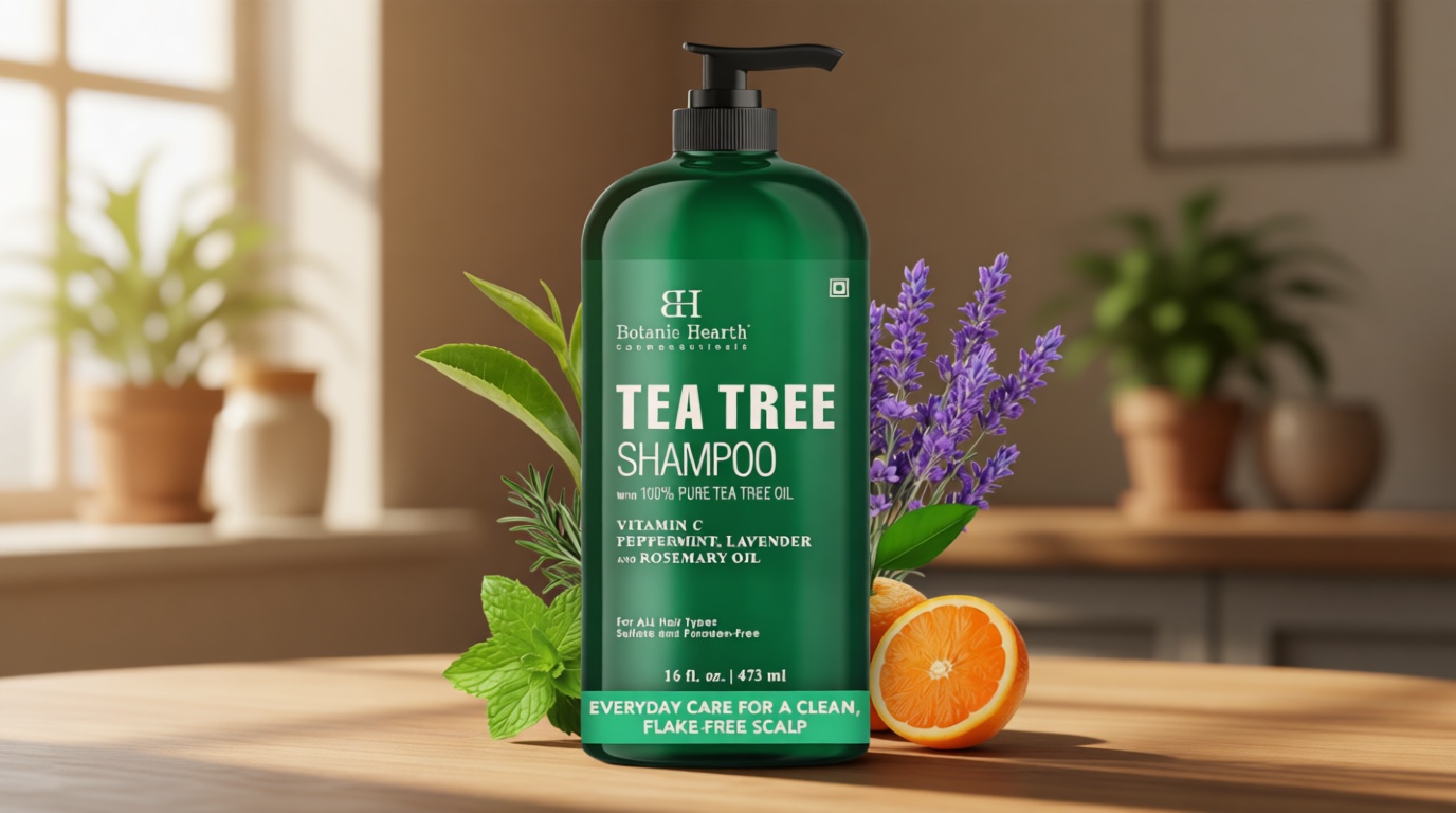 Botanic Hearth Tea Tree Shampoo, Vitamin C, Peppermint, Lavender and Rosemary Oil, Fights Dandruff and Dry Scalp, 16 fl oz