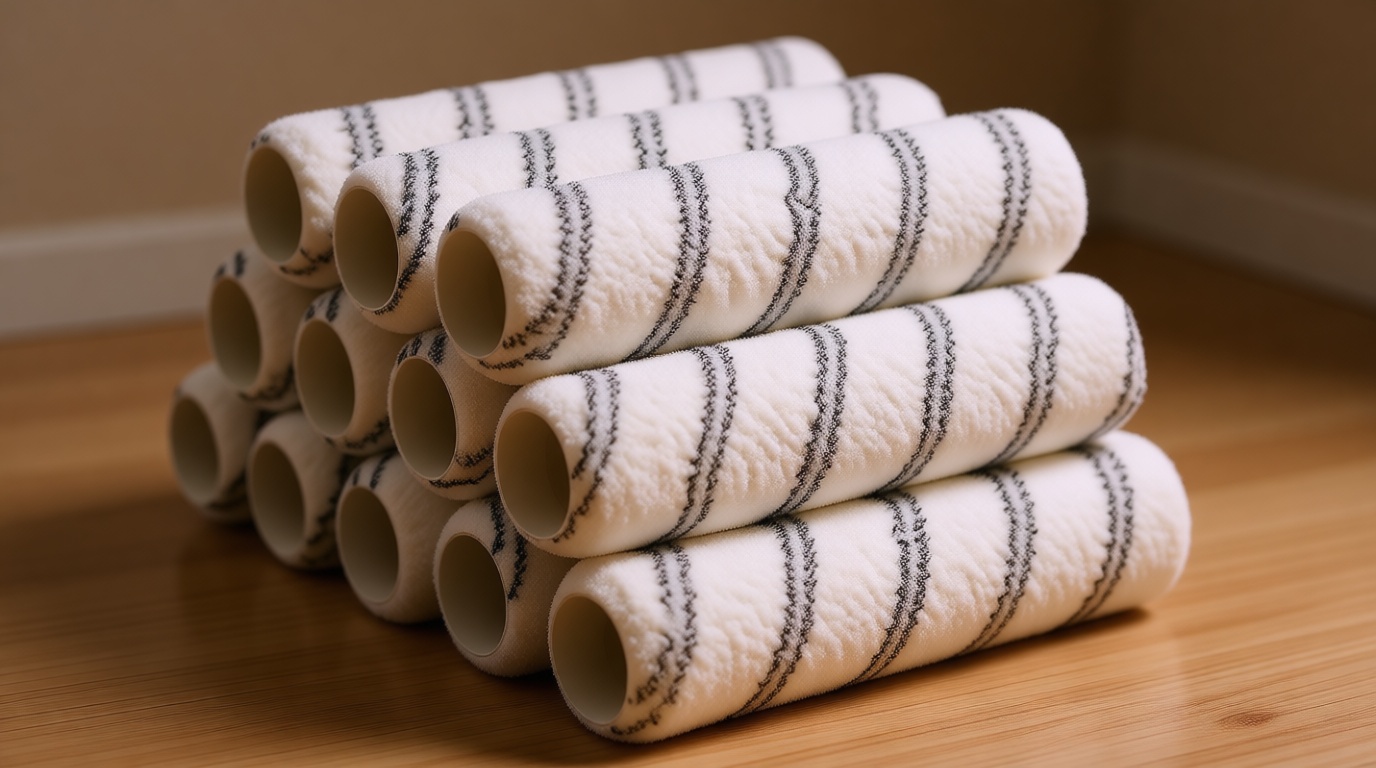 Amazon Basics Microfiber Paint Roller Covers for Painting Walls, Ceilings and House, Smooth Finish, Washable, 9" x 3/8", 12-Pack