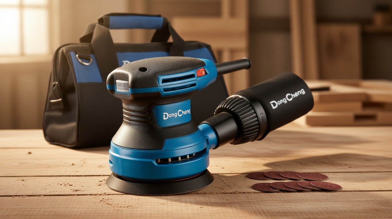 Dong Cheng 5-Inch Random Orbital Sander 3.2A 12800OPM Electric Palm Sander, 6 Variable Speeds, with 20pcs Sandpaper & Detachable Dust Bag, Power Sander for Woodworking, Sanding & Polishing