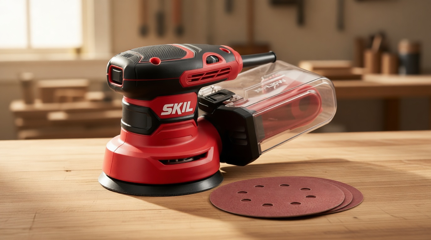 SKIL 5” Random Orbital Sander with Cyclonic Dust Box & 3pc Sanding Sheet - SR211601, Multicolor
