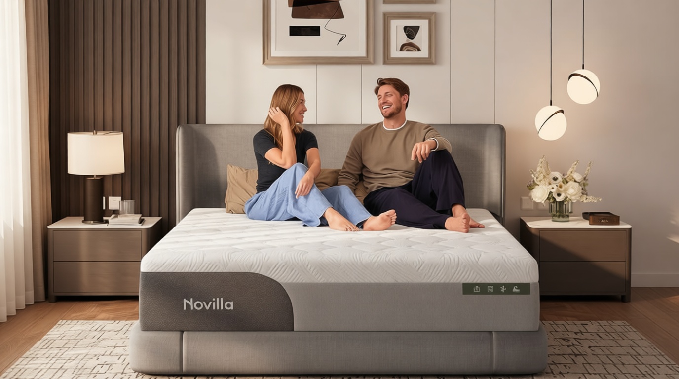 Novilla 14 Inch King Size Mattress, Gel-Infused Bliss Cooling King Memory Foam Mattress in a Box with Cool-Touch Nylon Cover, Pain Relief & Spinal Support with CertiPUR-US Certified Foam OEKO-TEX STANDARD 100