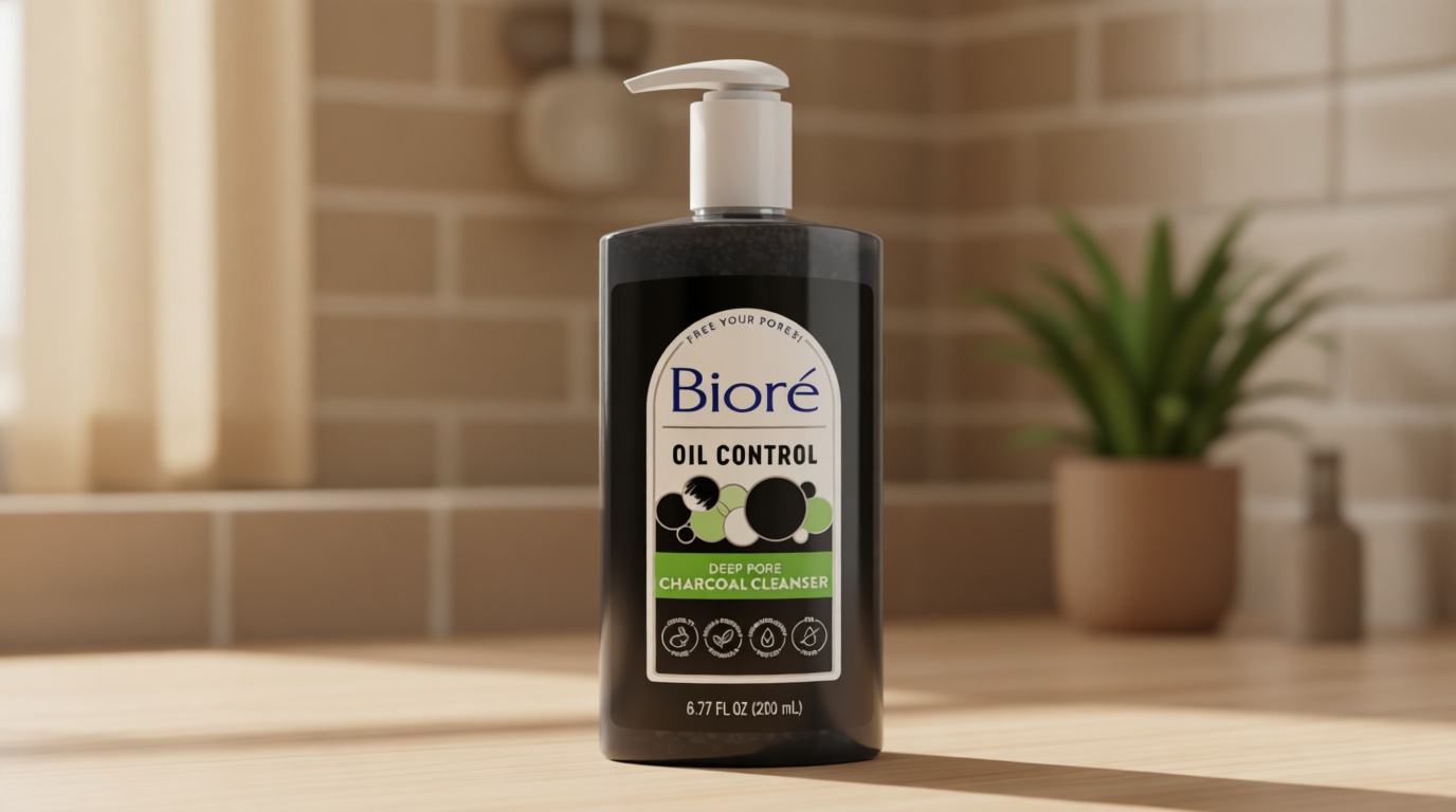 Biore Deep Pore Charcoal Face Wash, Daily Facial Cleanser for Dirt & Makeup Removal, for Oily Skin, 6.77 Oz