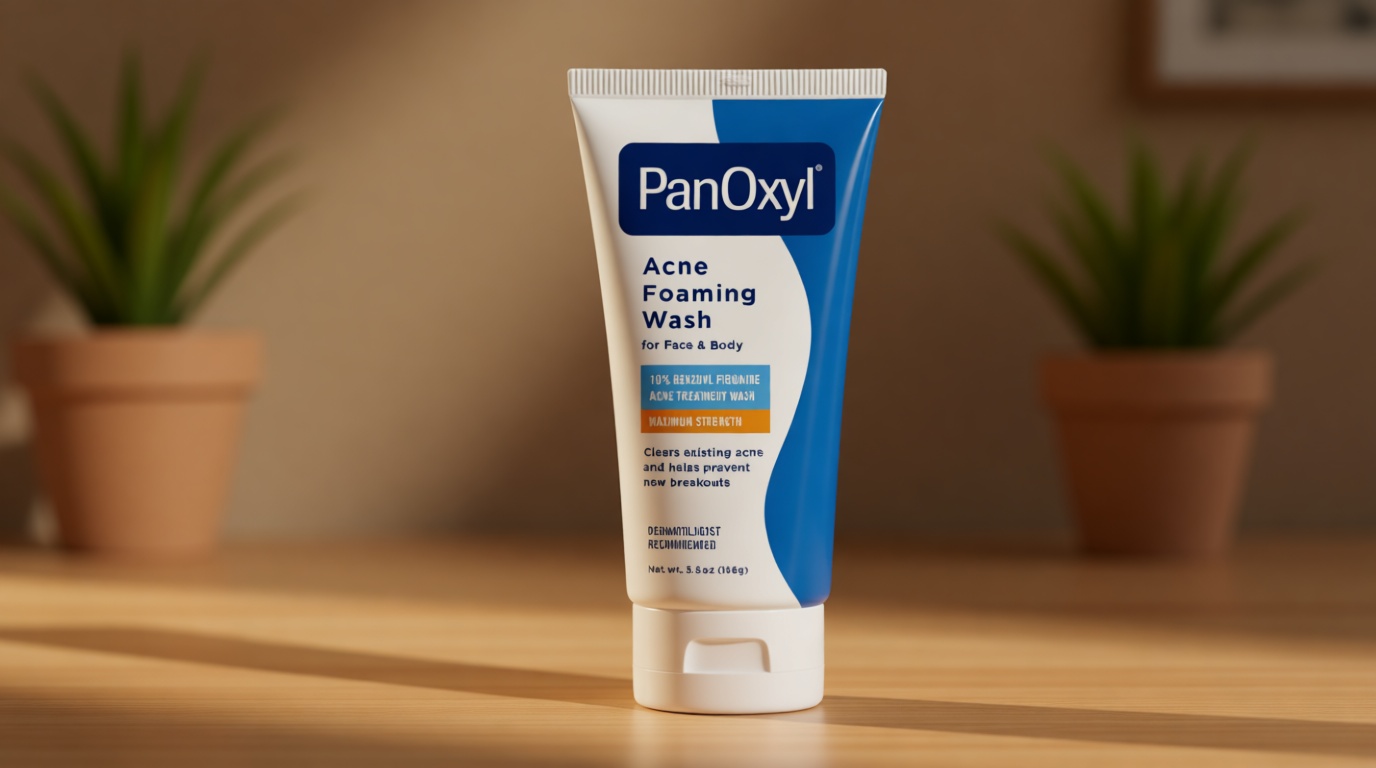 PanOxyl 10% Benzoyl Peroxide Acne Foaming Wash, Maximum Strength, Daily Acne-Fighting Face and Body Cleanser, Face Wash to Clear, Treat and Prevent Acne Pimples and Stubborn Breakouts, 5.5 Oz Tube