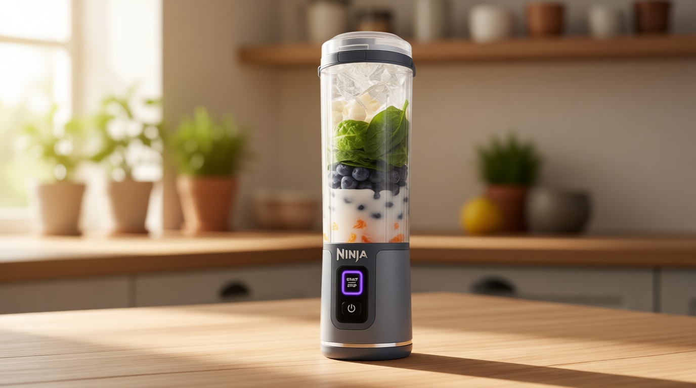Ninja BC151NV Blast Portable Blender, Cordless, 18oz. Vessel, Personal Blender-for Shakes & Smoothies, BPA Free, Leakproof-Lid & Sip Spout, USB-C Rechargeable, Dishwasher Safe Parts, Denim Blue