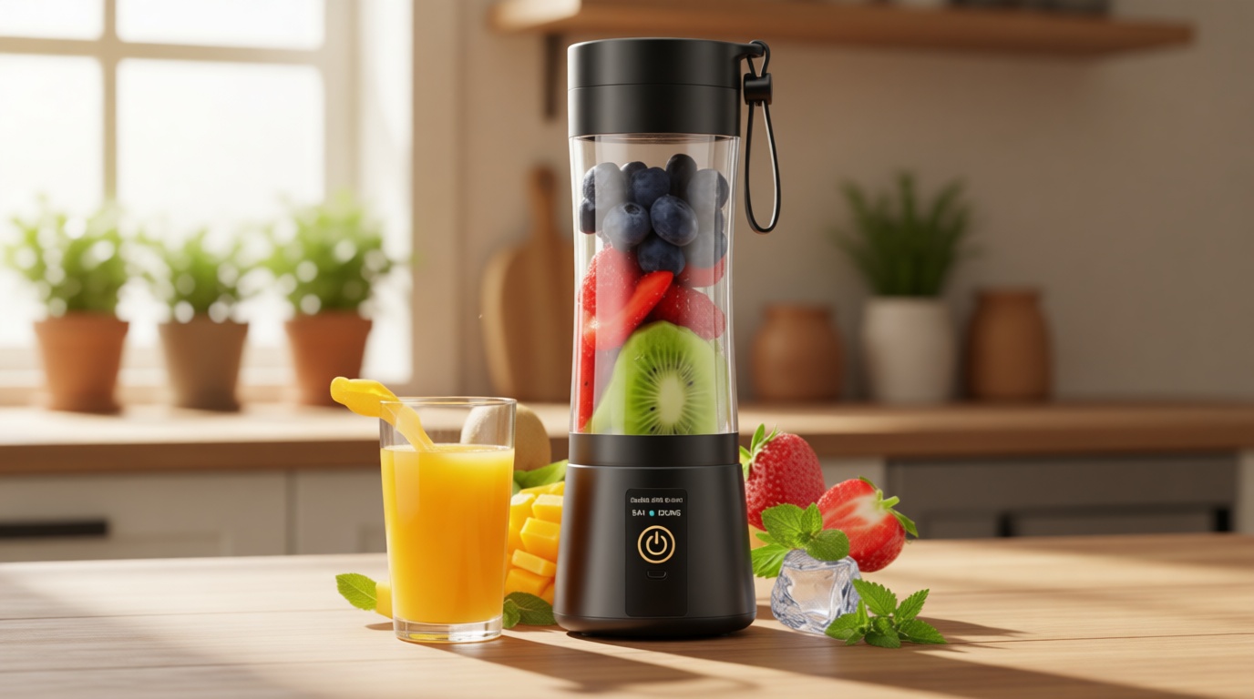 Cordless Portable Personal Size Blender - Mini Blender Make Smoothies and Shakes, 380Ml BPA Free Travel Cup, Powerful Blending Suit in Office/Home/Gym