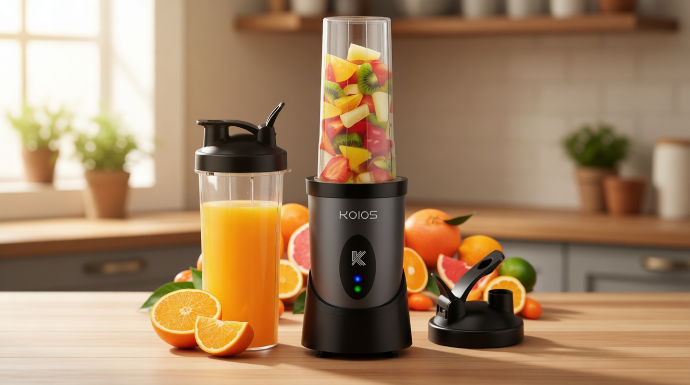 KOIOS Smoothie Blender, 900W Personal Blender for Shakes and Smoothies for Kitchen with 2 Portable Cups 22oz, Single Serve Smoothies Maker Mixer for Juices, Nutritious Recipe, Grey Blue