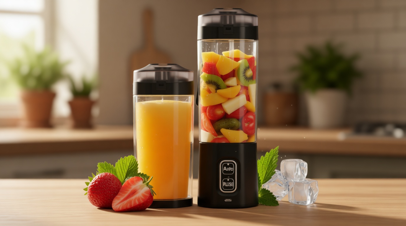 Portable Blender, 360 Watt Personal Blenders with Pulse Mode, Shakes and Smoothies, 6000mAh, BPA Free 24 Oz Blender Cup with 6 Blades and Lid, USB-C, Self Cleaning Portable Juicer For Travel, Black