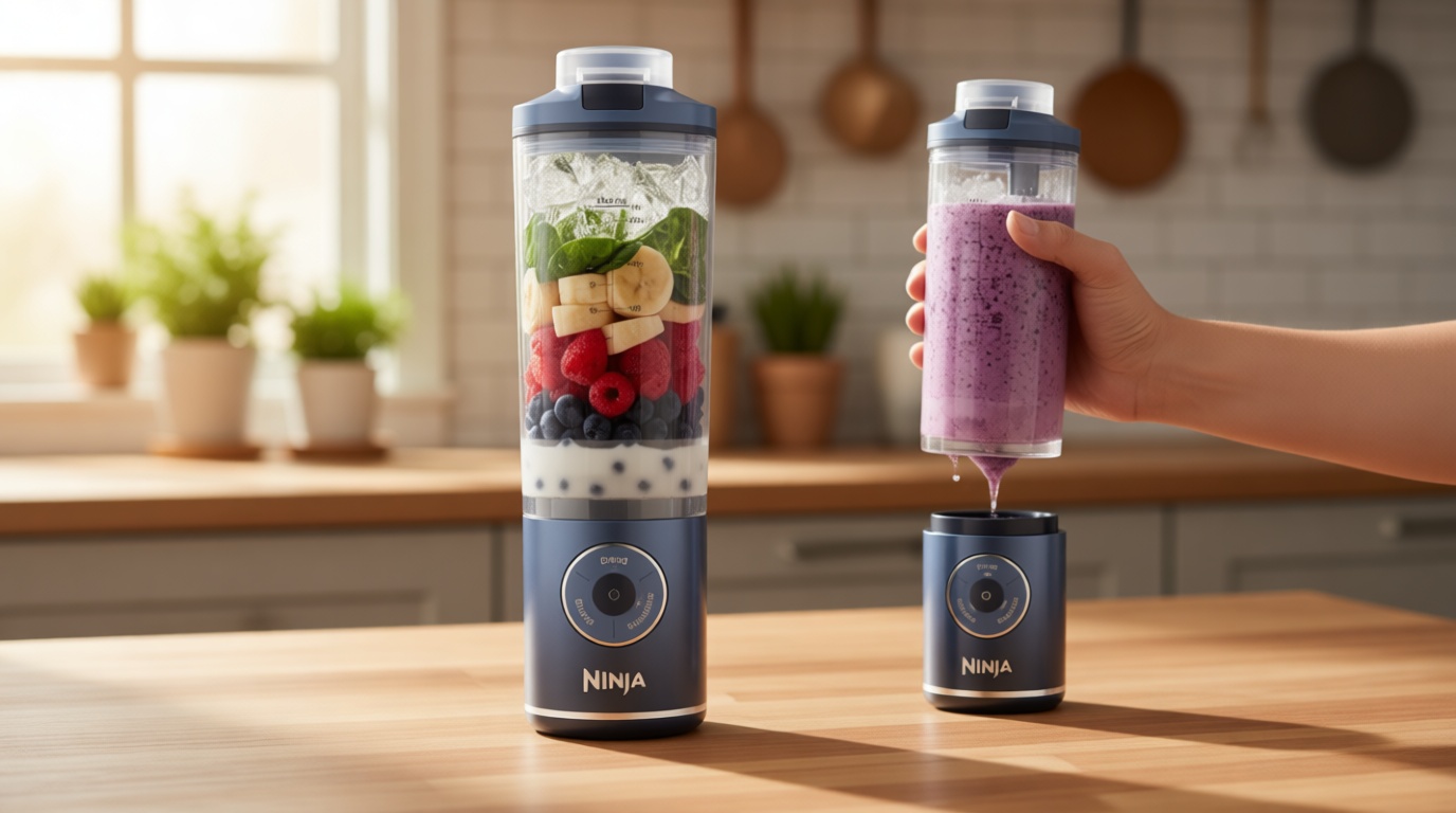 Ninja Blast Max, Portable Blender + Twist & Go, Personal Smoothie, Blend, Ice Crush, 3 Programs, Cordless, 22 oz removable Vessel, Dishwasher Safe, Leakproof, Navy, BC251NV