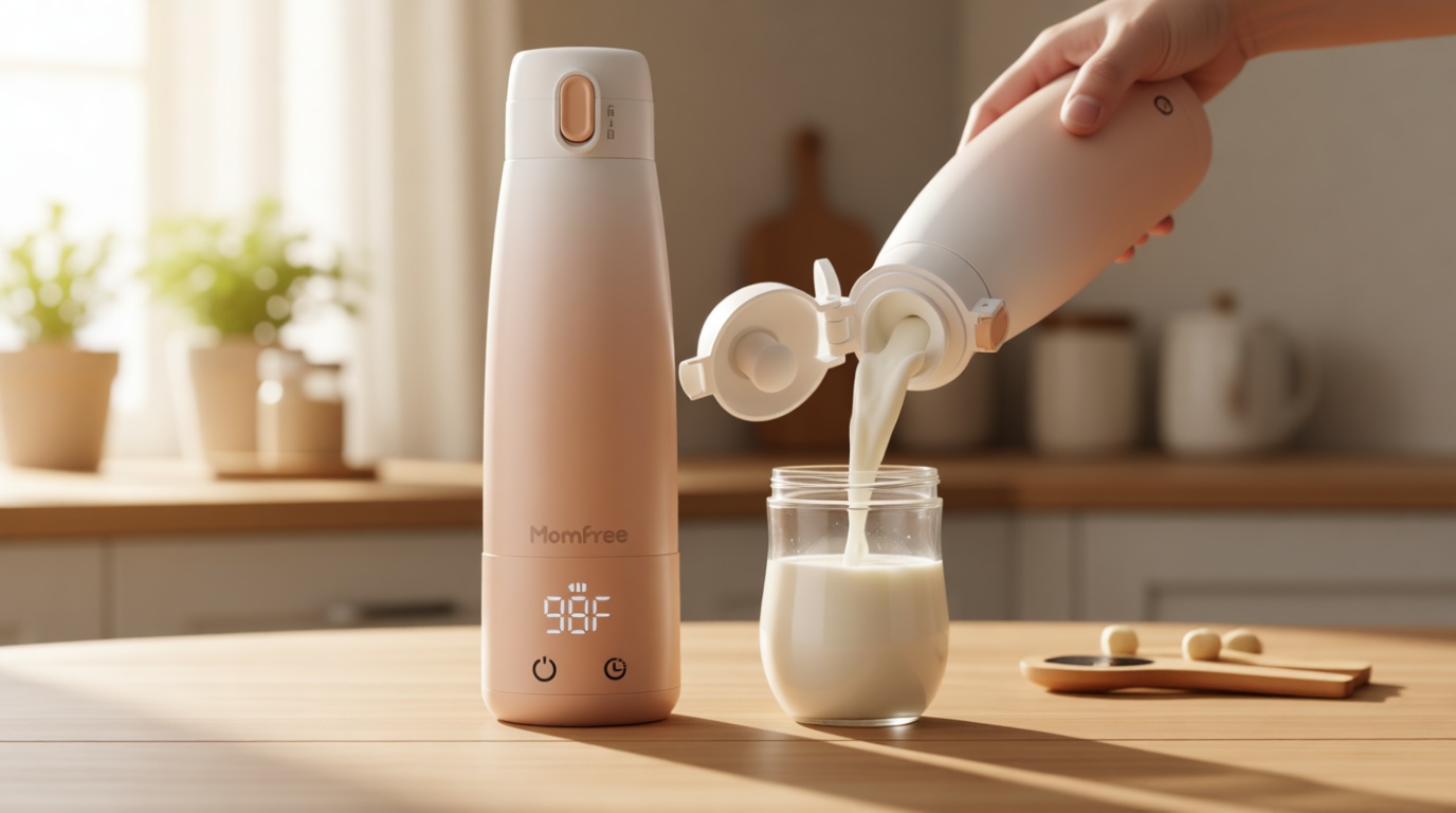 Portable Bottle Warmer for Breastmilk: Baby Milk Warmer with Smart Touch LED Temperature Control | Food-Grade Cordless On The Go Heating Bottle - 5 Mins Quick Milk Heating & Water 12 Ounces