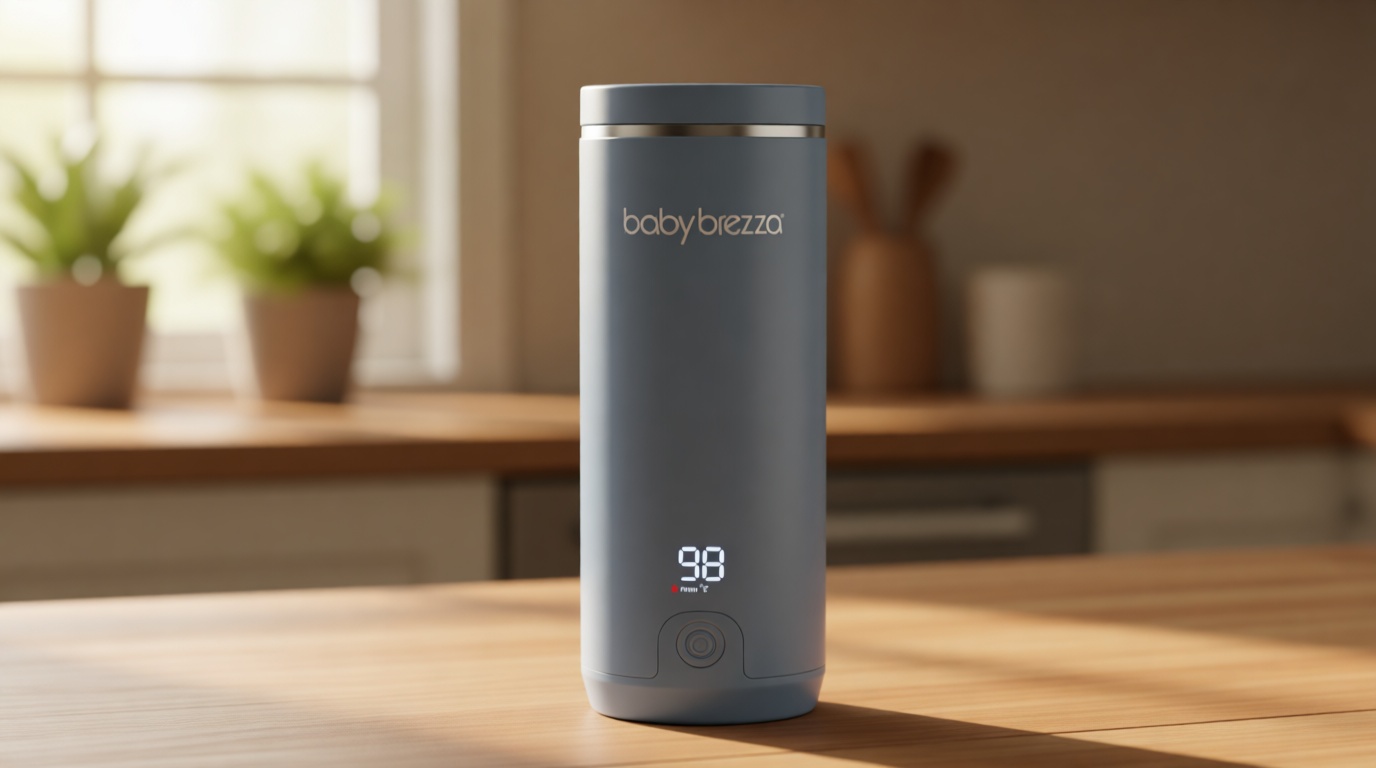 Baby Brezza Portable Warmer – 3X Faster Baby Bottle Warming - Travel Breastmilk and Formula Warmer - Safe, Even Heating - Up to 9oz - No Adapters, Grey