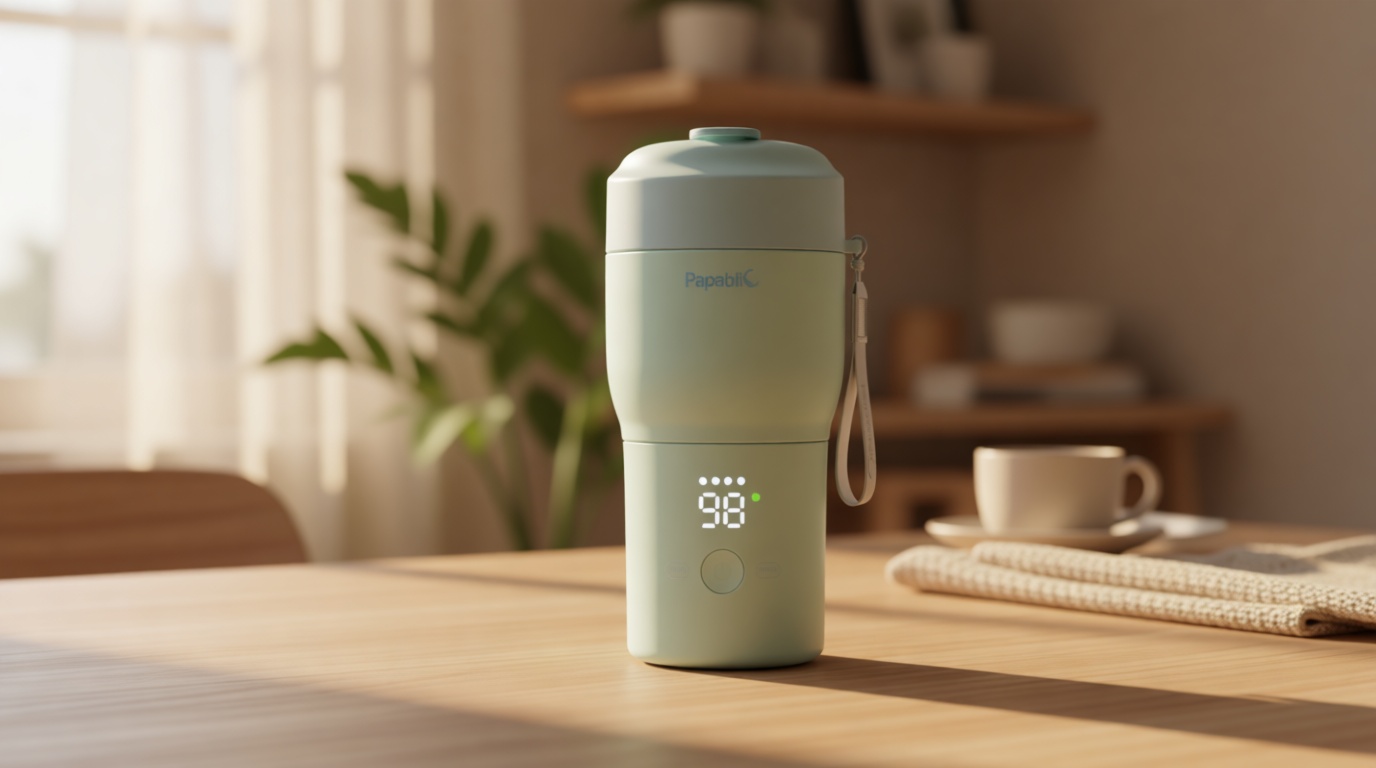 Papablic Pro Portable Bottle Warmer for Travel – 2.5 Min Fast Heating, Built-in Sterilizer, 5 Temp Settings, Baby Milk & Formula Warmer On the Go, Long Battery, Smart Keep Warm, Mint Green Global Recycled Standard