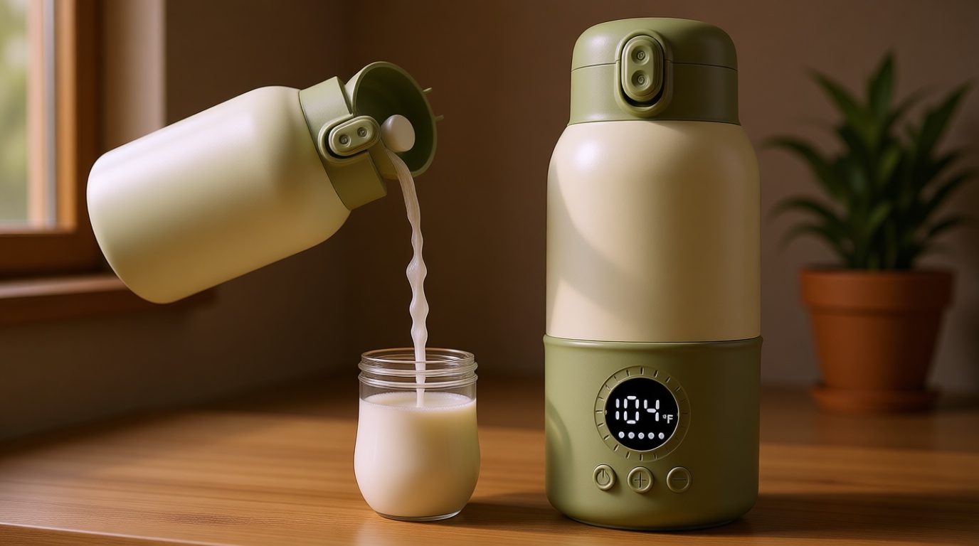 Portable Bottle Warmer for Travel, 2-Min Fast Heating Baby Bottle Warmer,12.8oz Formula Container to Go for Breastmilk, Formula Dispenser with Long-Lasting Keep Warm Function